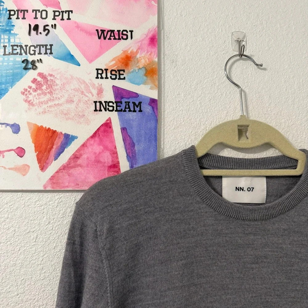 NN.07 New Barca 6630 Grey Extra Fine Merino Wool Crewneck Sweater Made in Italy